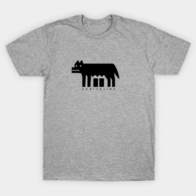 Minimalist design of Capitoline Wolf. Art in black ink T-Shirt by croquis design